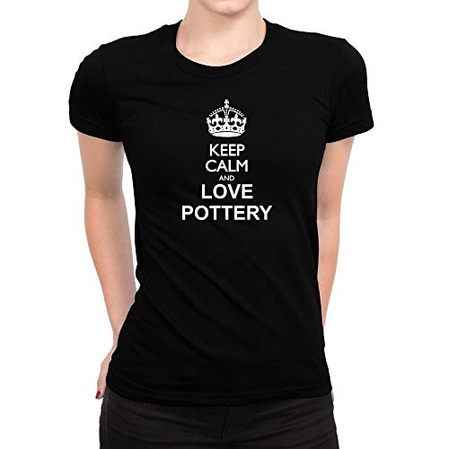Mantenga Calm and Love cerámica Dame T-camiseta negro xx-large
