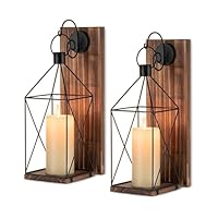 Staymoment Holz Wandkerzenhalter Wandhalter Laterne: 2er Set 40 cm Kerzenhalter Wand Deko Braun für Wohnzimmer Flur Kamin Wand Kerzenhalterung