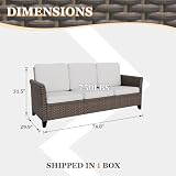 EAGLE PEAK Ocean Vista Outdoor Wicker Patio Sofa Deep Cushions Weather Resistant Rattan Furniture, Couch, Brown/Beige