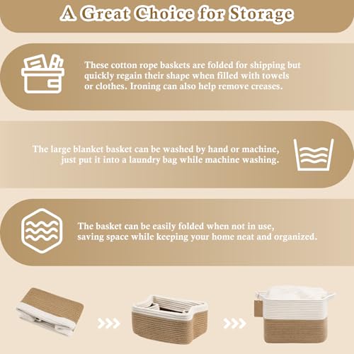 Image of Goodpick Woven Rope Storage Basket for Shelves, Rectangle, Jute | 13 inch x 10 inch x 9 inch Stylish Gift Basket for Bedroom & Living Room Organization, Fits Toys & Pet Supplies Storage, Writable Label