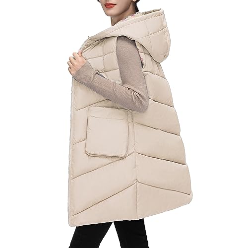 FJKVAVF Cyber of Monday Deals Womens Gilet With Fur Hood Sleeveless Vest Jacket Women Women S Fleece Jacket Shirt Jackets Women Uk Light Weight Womens Coats Hooded Coats Women Uk Clearance Bargains