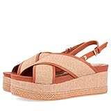 Sandalias marrones de tiras cruzadas y plataforma para mujer GENOA