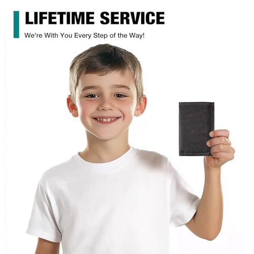 Image of Kids Wallets for Boys & Girls, Black Canvas Wallet with Coin Pocket & Magic Sticker for Toddlers & Teens