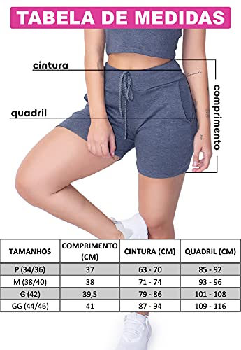 Short Curto de Ribana Vicbela Bermuda Feminina Moda Verão (Grafite, GG)