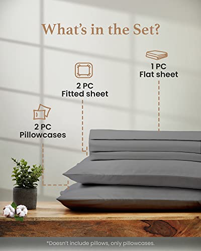 Image of Good Sleep Bedding Split King Sheets for Adjustable Bed, 5 Piece, 100% Egyptian Cotton Sheet & Pillowcase Sets, Sateen Weave, Ultra-Soft, 16 inch Deep Pocket Adjustable Bed Sheets - Light Gray