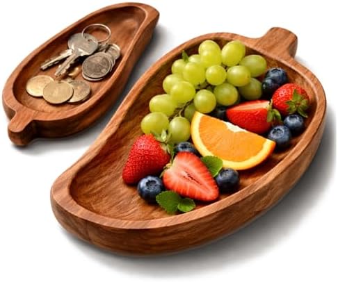 com-four® 2-teiliges Tablett-Set aus Akazienholz - Deko-Bretter i...