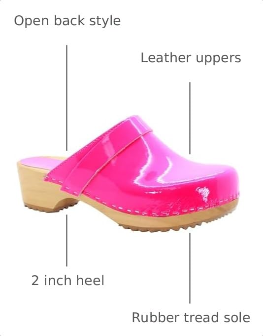 Image of Bjork Maja Wood Open Back Leather Clogs