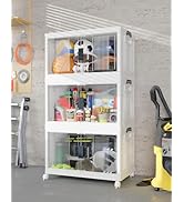 OlarHike 97QT Stackable Storage Bins with Lids - Folding Storage Box with Doors and Wheels, Colla...