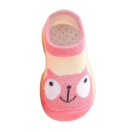 FGUUTYM Calzini per bambini, scarpe per imparare a camminare, scarpe per bambini, suola morbida, antiscivolo, scarpe primi passi a maglia, scarpe per neonati, calzini per bambini, Colore: rosa., 24 EU