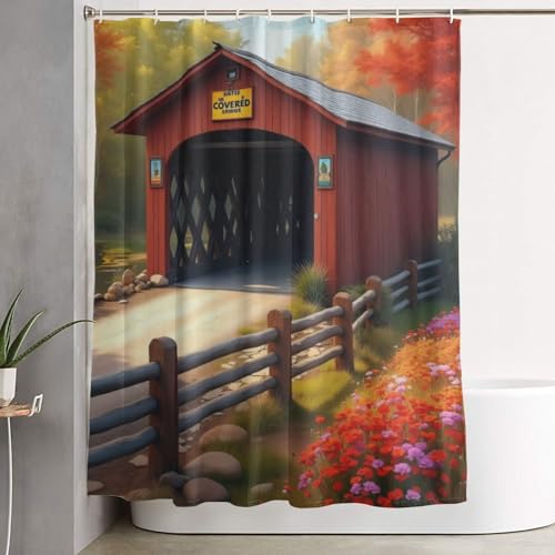 Rideau de douche résistant et lavable en machine motif pont - 8