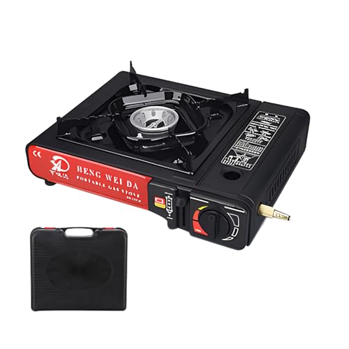 Kustimantu Hornillo Camping Gases con Llama de 3 Capas, Cocina Portátil con Estuche de Transporte - Excursiones y Camping