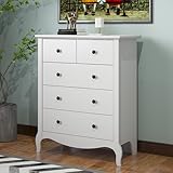 Galano Stella 3+2 Drawer Chest - Modern Storage Cabinet with 5 Drawers - Organizers for Bedroom, Hallway, or Living Room (White) - Image 3