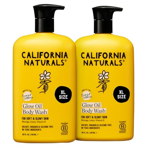 California Naturals Glow Body Wash Sunset Citrus 2-Pack Hydrating Body Wash for Soft Glowing Skin Gentle Skin Care for Women & Men Natural Vegan Cruelty Paraben & Sulfate Free 20 oz