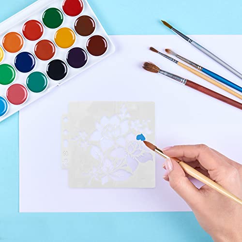 JaneYi 9 Feuilles Pochoir Dessin Fleurs Pochoirs de Peinture Mandala en Plastique Réutilisables Pochoir Aerographe pour Bricolage Scrapbooking Journal Tissu Pâtisserie Travaux Manuel Meuble Mur - Image 4