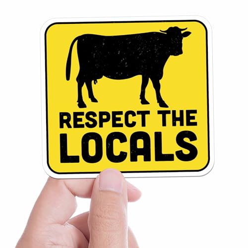 Respect the Locals Cow Sticker for Hydroflask Water Bottle - Funny Farm Animal Quote Laptop Decal -...
