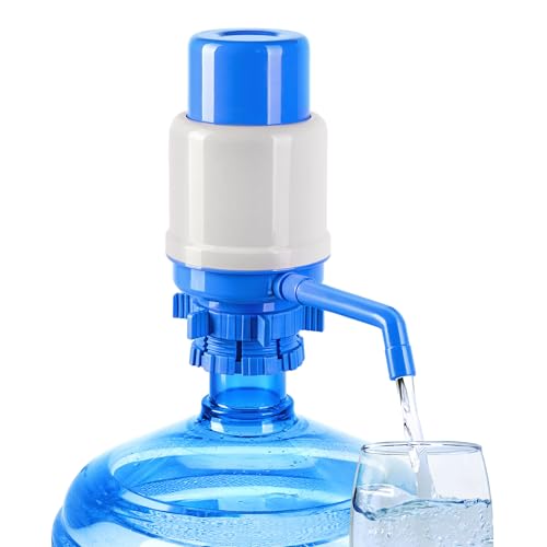 HotFrost Manual Water Pump for 5 Gallon Jug & Bottle Non-Electric 5 Gallon Water Dispenser Universal Hand Pump with 3 Adjustable Tubes 53mm Screw Top Adapter Spout Cap & Cleaning Brush BPA-Free