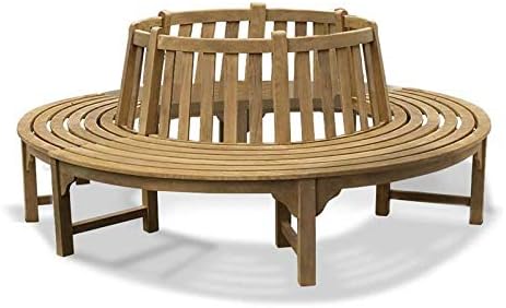 Jati 2.2m Teak Round Tree Bench - Grade-A Teak | Delivered in 2 Ready-Assembled Sections | Fixing Bolts Included