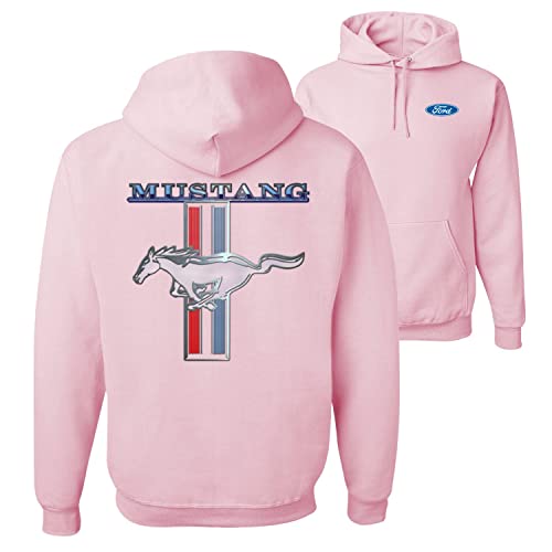 Wild Bobby Ford Mustang Classic Pony USA Logo Emblem Cars and Trucks Front and Back Unisex Graphic Hoodie Sweatshirt Light Pink Medium