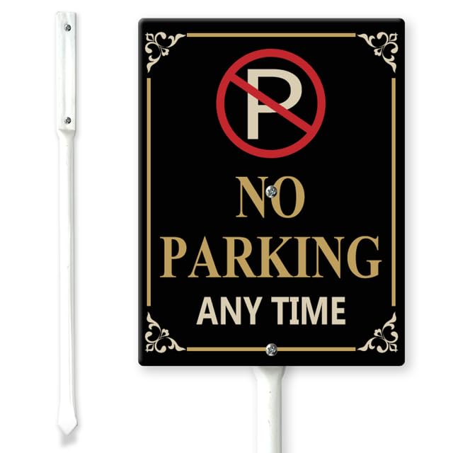 Horienteeon No Parking Sign Any Time Yard Sign with Stakes 20×30cm, Sturdy Aluminum Yard Signs Rust Free, Please Do Not Park Sign - Please Do Not Parking Yard Sign, Do Not Block Driveway Sign