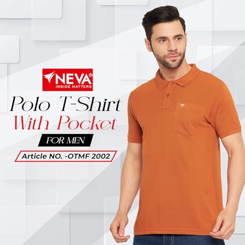Image of NEVA Men's Regular Fit Half Sleeve Polo Neck T-Shirt with Chest Pocket