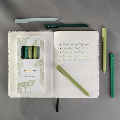 Image of DIVERSEBEE Gel Ink Pens Assorted Colors, 0.5 mm Fine Point, Bible Pens No Bleed Through with Cute Fine Tip, Bible Study Journaling Supplies Set, 5 Pack (Green)