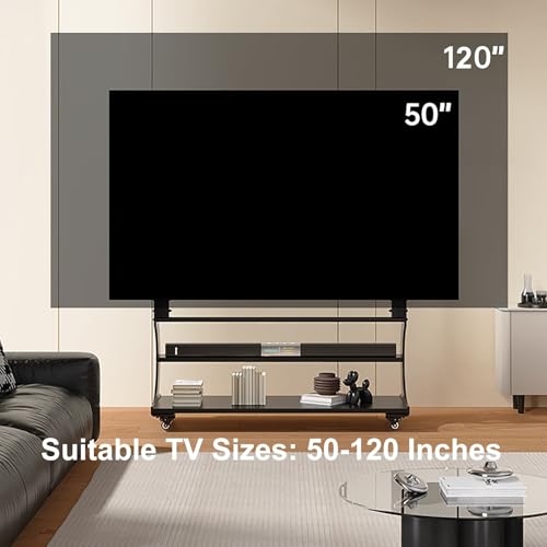 Soporte móvil para TV de 50-120 pulgadas con ruedas y estantes miniatura 6