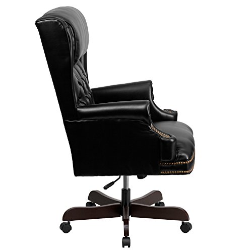 Flash Furniture High Back Traditional Tufted Black Leathersoft Executive Ergonomic Office Chair With Oversized Headrest & Nail Trim Arms #TOP3