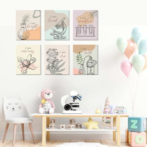 Image of CHDITB Chemical Science Art Print For Classroom, Boho Funny Chemistry Motivational Poster Set Of 6(8x10inch) Middle School Science Explore Canvas Framed Wall Art For Laboratory Lab Library Decor
