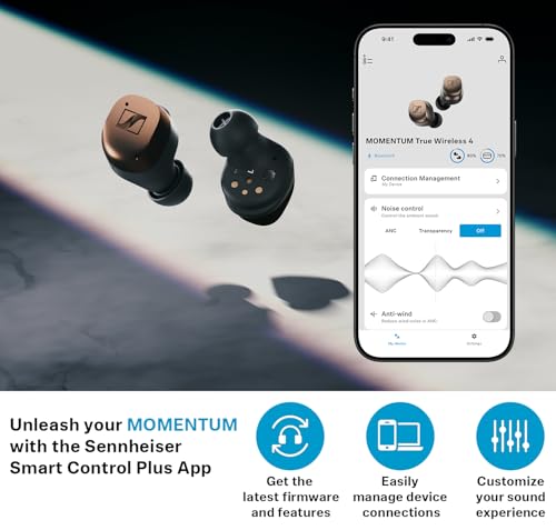 Sennheiser MOMENTUM True Wireless 4 Smart Earbuds with Bluetooth 5.4, Crystal-Clear Sound, Comfortable Design, 30-Hour Battery Life, Adaptive ANC, LE Audio and Auracast - Black Graphite
