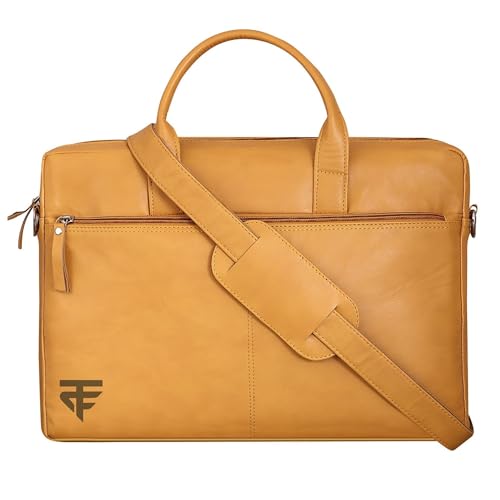 Image of TRUFLO Vegan Leather (PU) Laptop Messenger Bag | Fits up to 15.6-inch Laptop | Slim Office & Travel Shoulder Bag