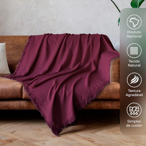 Decolab Kit 2 Mantas Sofá Básica Algodão Decorativa | Cobertor de Malha Super Macio Decoração Sala e