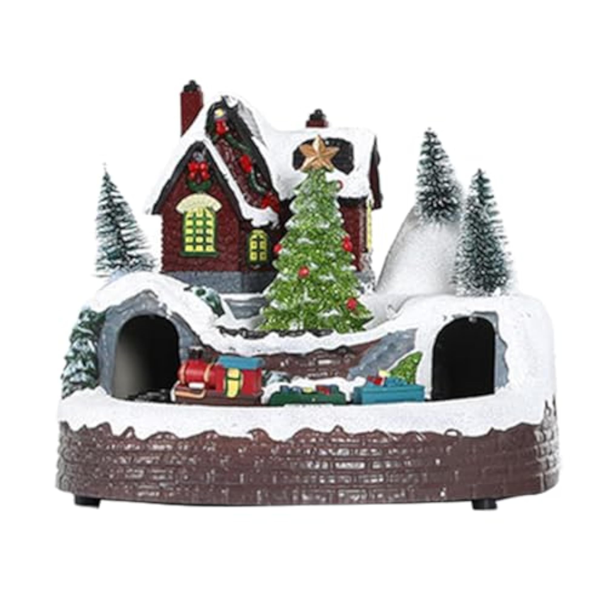 Lighted Christmas House Figurine for Living Room Shelf