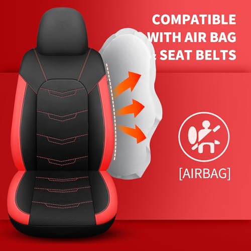 Image of HChengkikz Car Seat Cover, Breathable and Sporty (Black + Red)