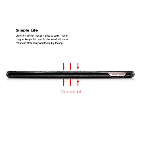 Ipad Pro 12.9 Case, Icarercase Genuine Leather Case Folio Flip Smart Cover Auto Wake/Sleep Function [Magnetic Closure] Kickstand For Apple Ipad Pro 12.9（2015&2017 Only） Black #TOP4