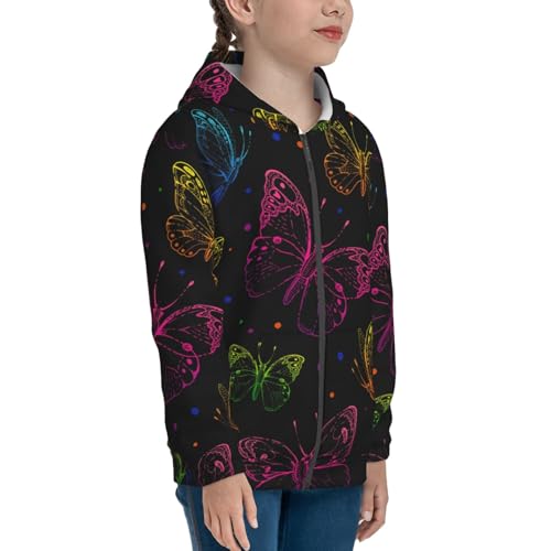 Butterfly Kid Hoodies Boys Zip Up Sweatshirts Girls Pullover with Pocket4