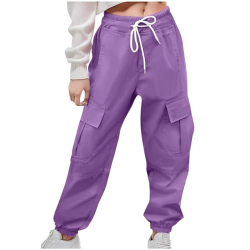 Kids Cargo Pants Girls Boys Casual Loose Drawstring Elastic Waist Sweatpant with Pockets Trendy Stretchy Dance Jogger
