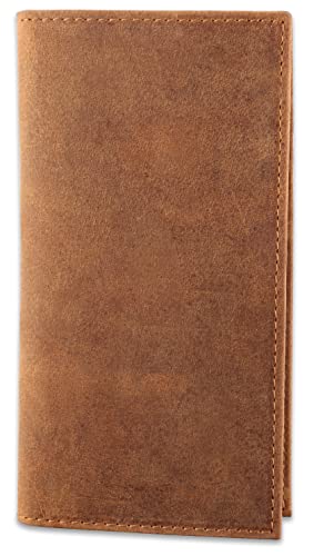 F&L Classic Men's Rfid Vintage Look Genuine Leather Long Bifold Wallet Checkbook Wallets,Buffalo Vintage Leather,240 Light Brown #TOP3