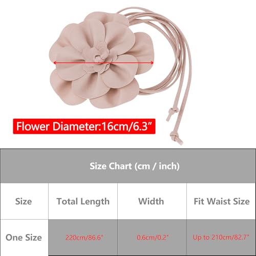 Women's Flower Waist PU Leather Belt Boho Skinny Rope Waist Dress Belt for Dress Concert Dating Party Outfit4