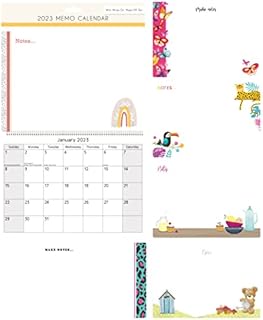 2023 Illustrated Memo Calendar with Write on, Write Off Pen, Multicoloured