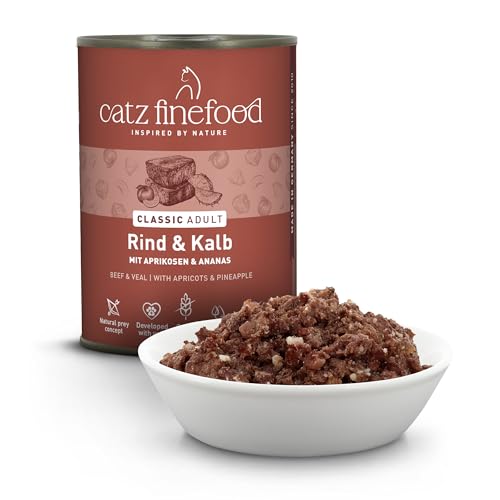 catz finefood N° 7 Rind & Kalb Feinkost Katzenfutter nass, verfeinert mit Aprikose & Ananas, 6 x 400g Dosen