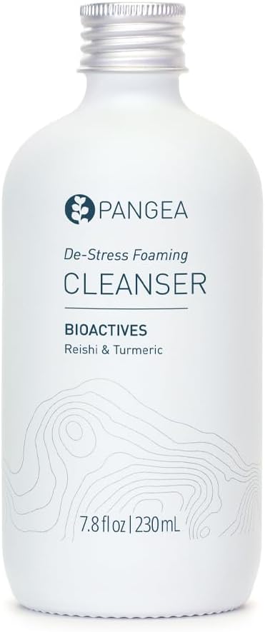 Pangea OrganicsNatural Reishi + Turmeric De-Stress Foaming Facial Cleanser | Vegan, Non-Toxic, Gentle & Hydrating | Sustainable Glass Bottle (7.8 fl oz | 230 ml)