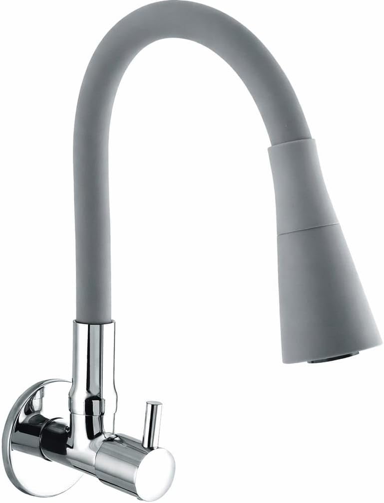 Sink Tap for Kitchen BL-9876 Flexible Neck Dual Flow Grey Color 2 Function Shower Flow/Foam Flow Wall Mount, Chrome