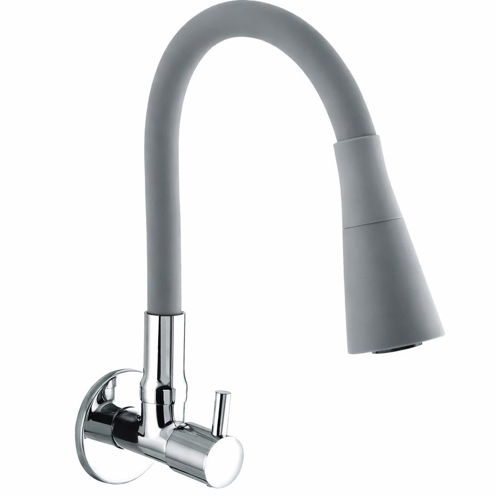 Sink Tap for Kitchen BL-9876 Flexible Neck Dual Flow Grey Color 2 Function Shower Flow/Foam Flow Wall Mount, Chrome
