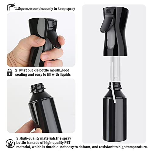 Foto von Stücke Sprühflasche Friseur Zubehör 200ml Spray Bottle Pflanzen, Kontinuierliche Fine Mist, Wasser Nebel Sprühflaschen Zerstäuber für Haare, Zhenle-A8172, Schwarz