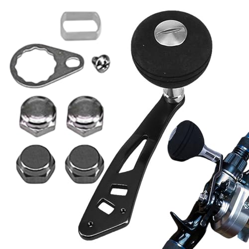 スピニングリールカーボンパワーハンドルセット ブラック HEIGHTEN 45-50mm可変 リール ハンドル 20mm カーボンノブ搭載