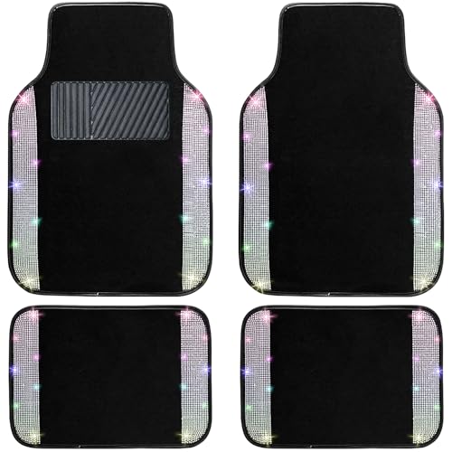 NBTEPEM Multicolor Bling Car Floor Mats Full Set, Universal Fit