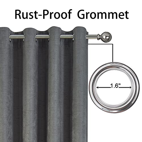 Pravive Grey Blackout Patio Curtains - Waterproof Linen Outdoor Drapes Grommet Heavy Weighted Thermal Shades & Blinds For Patio Screen Porch Gazebo Pergola Draperies, 52" By 108" L, Dark Gray, 1 Pc #TOP2