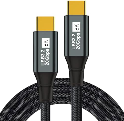 USB C Monitor Cable 3.3FT-8K@60Hz USB-C Video Cable-100W PD Fast Charging-USB 3.2 Gen 2 20Gbps Type-C Data Transfer, USBC to USBC Video Cable for iPhone 15/16 Plus Pro Max, MacBooks, iPad