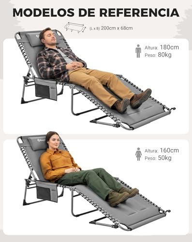 Miniatura 12 de Kingcamp Xxl Tumbona Plegable Acolchada Con 5 Posiciones Soporta Hasta 150kg Diseño Ergonómico Tumbona Jardin Exterior Incluye Almohada Tumbona Playa Para Piscina Camping Jardín Interior Exterior