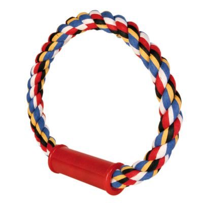 Trixie Tugger Round with Plastic Handle Toy for Pets Non-Toxic Tug Toys for Puppies and Adult Dogs Made with Cotton and Polyester Mix for Extra Durability, Helps Massage Your Dogs Gums – 30 cm (B00Q368XWM) Amazon Price History, Amazon Price Tracker